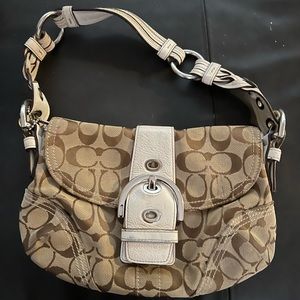 Coach soho signature flap hobo handbag